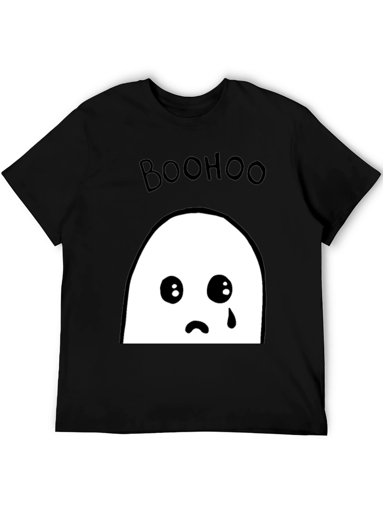 Boohoo Ghost Graphic Tee - Black Cotton T-Shirt