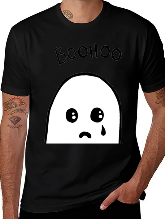 Boohoo Ghost Graphic Tee - Black Cotton T-Shirt