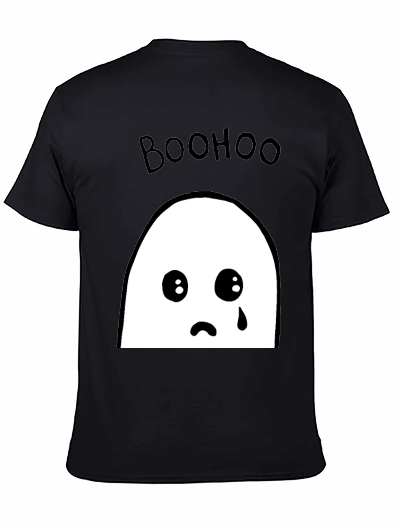 Boohoo Ghost Graphic Tee - Black Cotton T-Shirt