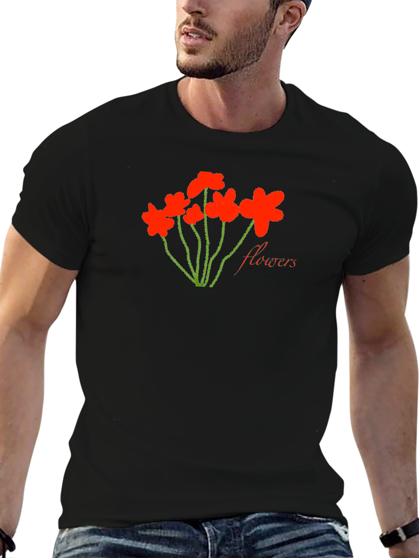 Flowers Graphic Tee - Soft Cotton Blend