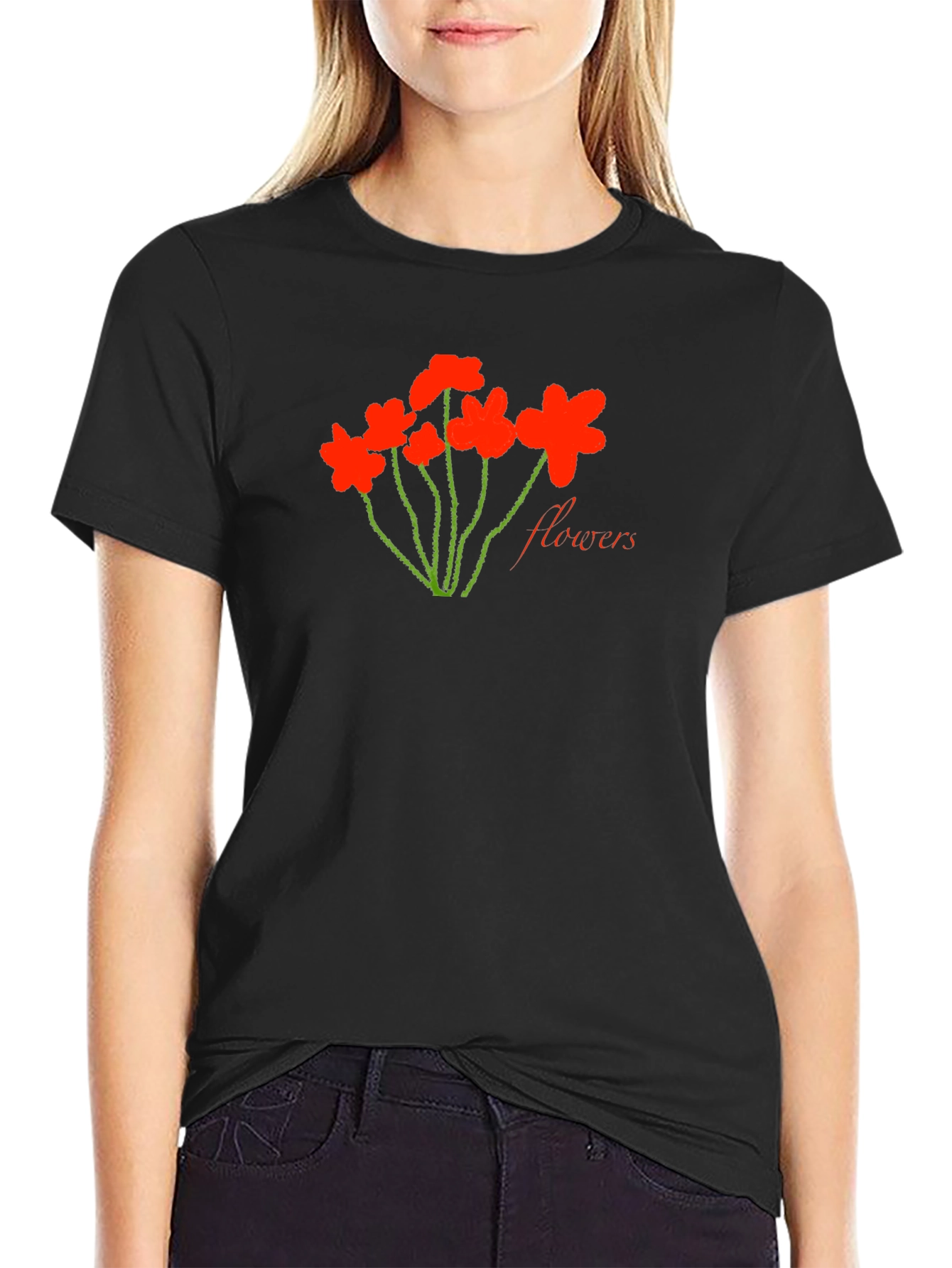 Flowers Graphic Tee - Soft Cotton Blend