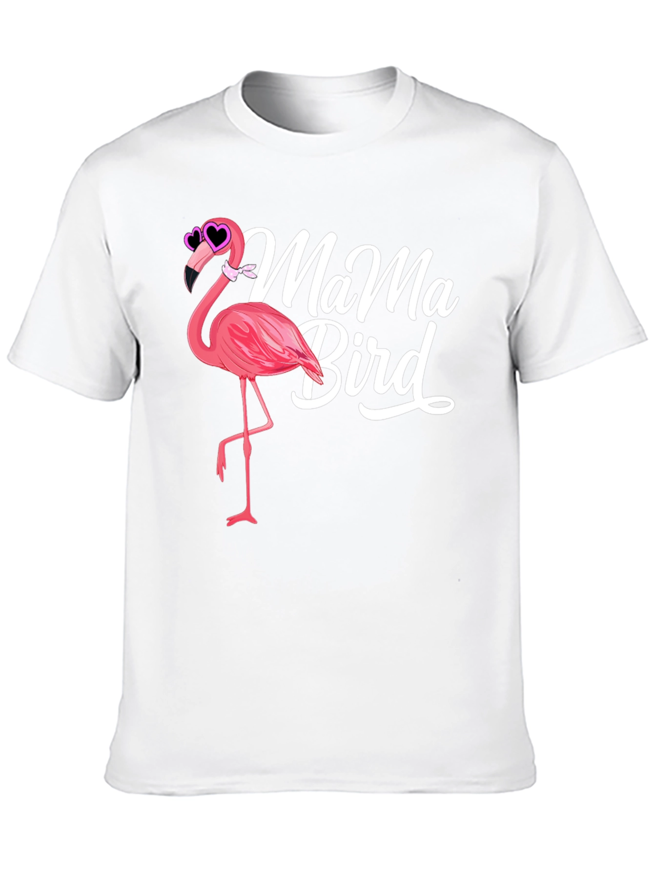 Mama Bird Flamingo Graphic Tee - Black