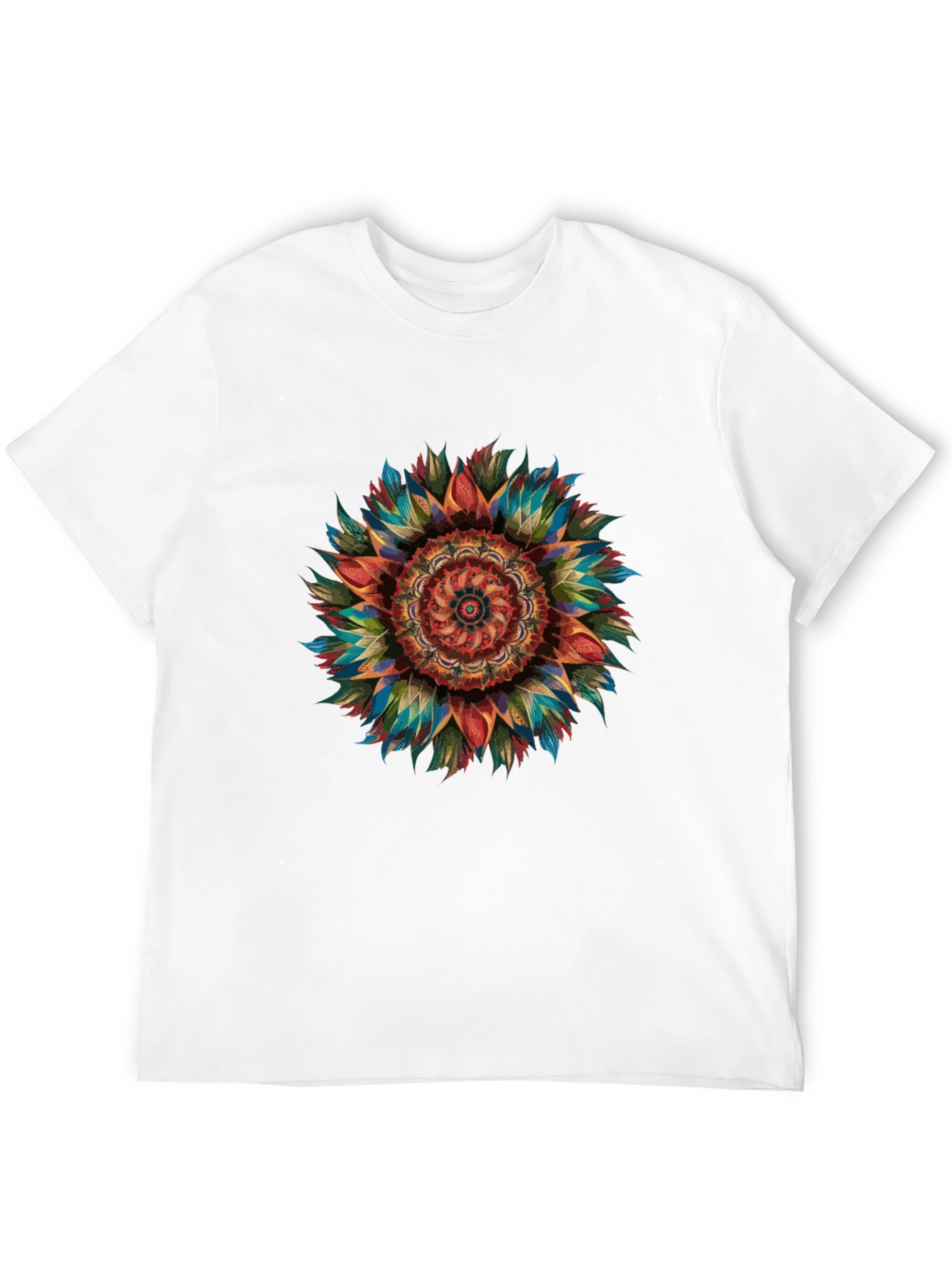 Vibrant Mandala Graphic Print Mens Black T-Shirt