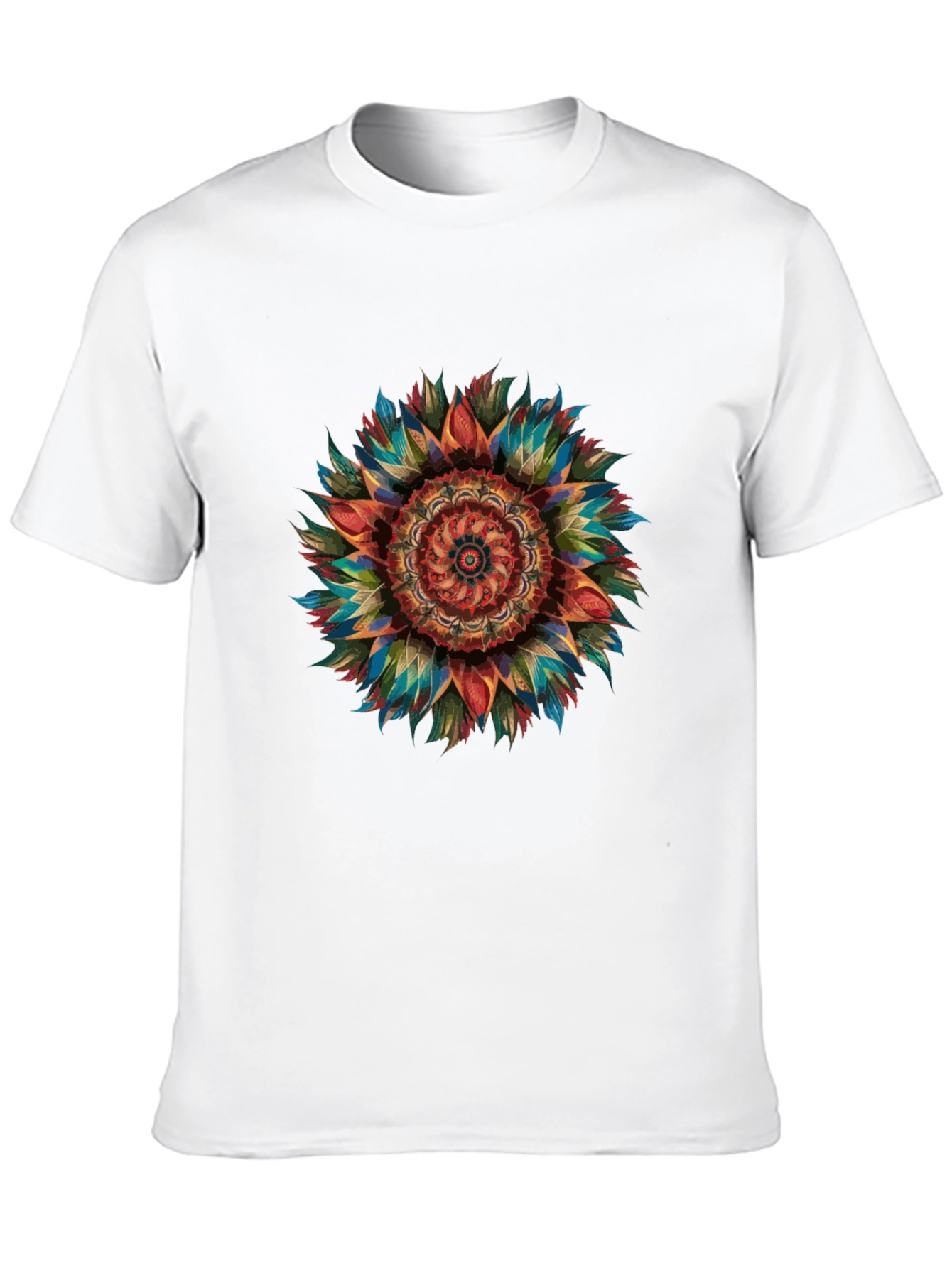 Vibrant Mandala Graphic Print Mens Black T-Shirt