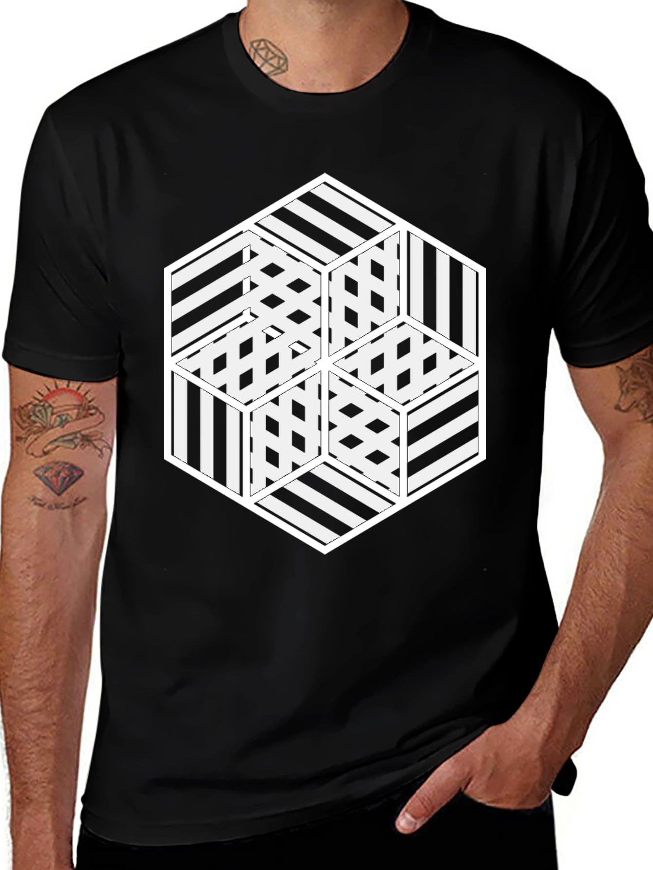 Optical Illusion Hexagon Graphic Tee