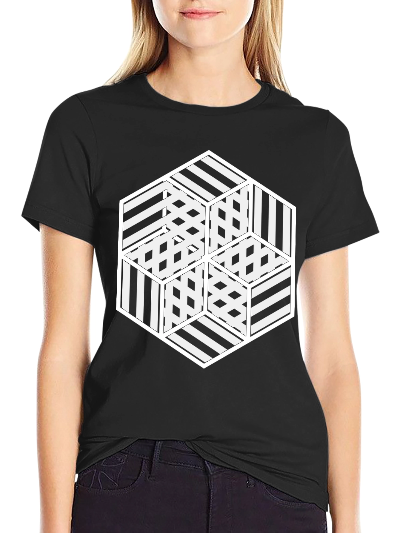 Optical Illusion Hexagon Graphic Tee