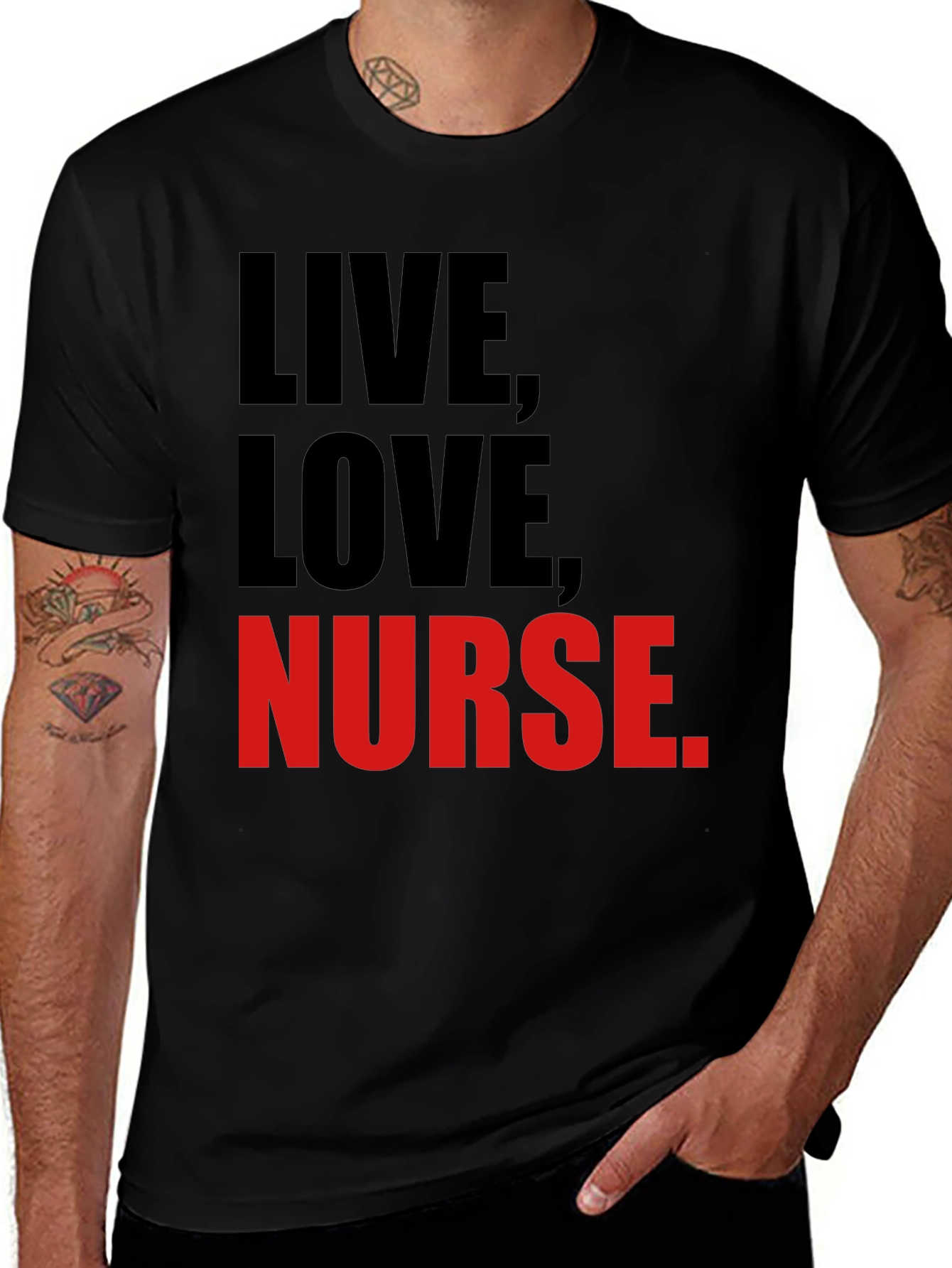 Live Love Nurse T-Shirt - Black Graphic Tee