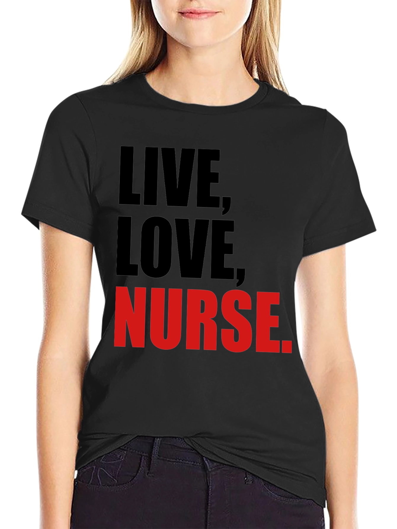 Live Love Nurse T-Shirt - Black Graphic Tee