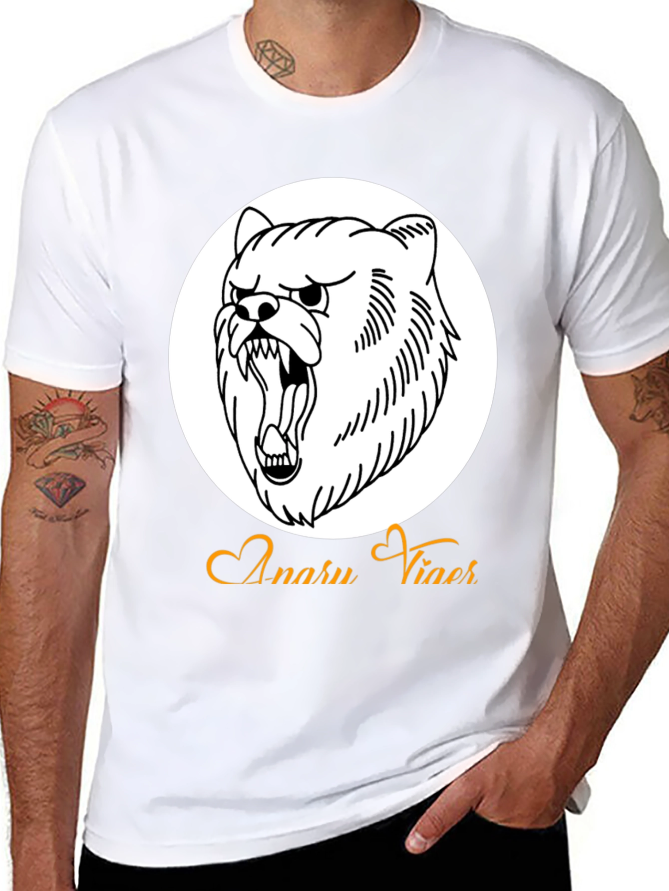 Mens Black Graphic Tee - Angry Bear Design