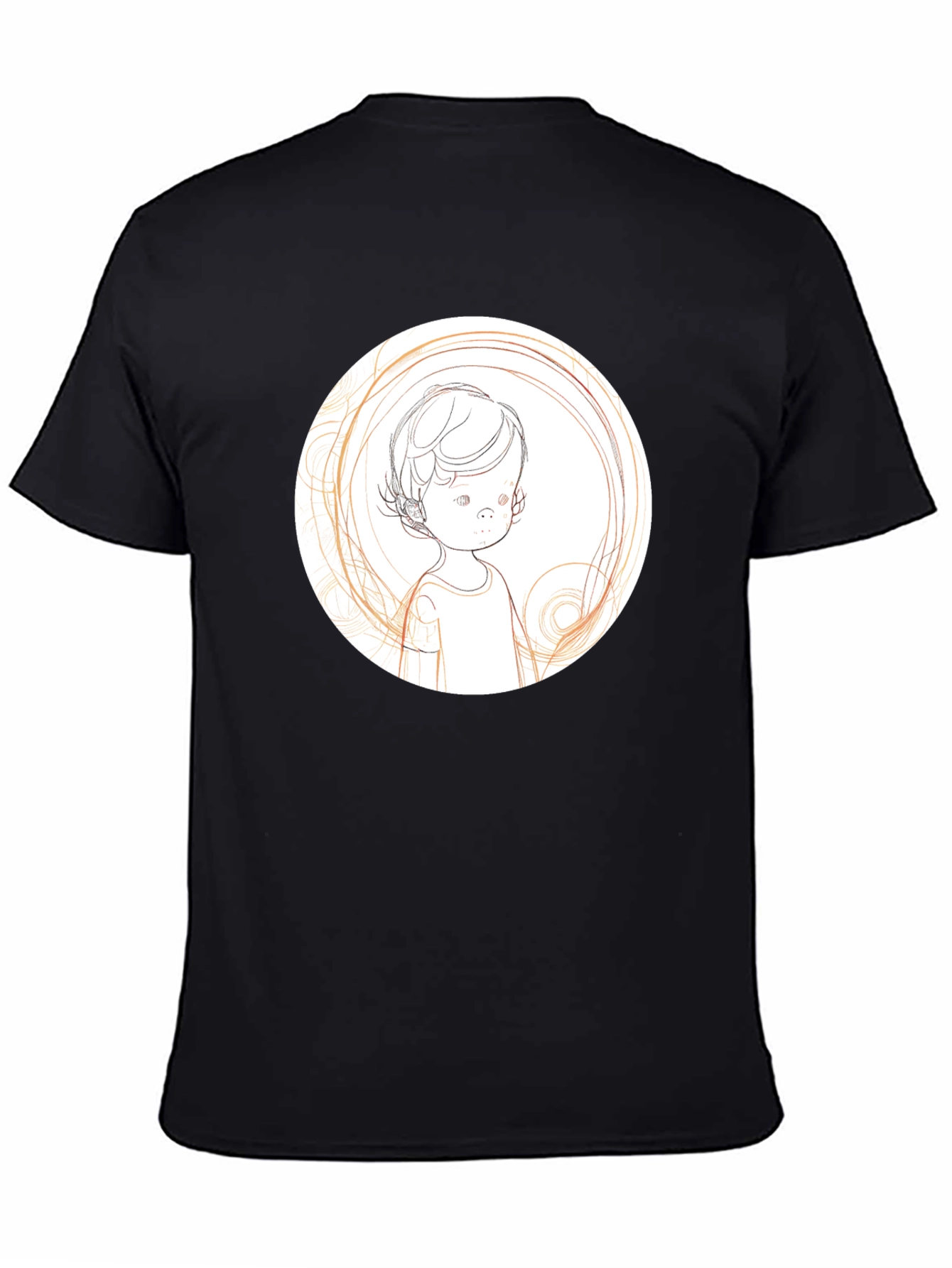 Artistic Child Sketch Black T-Shirt