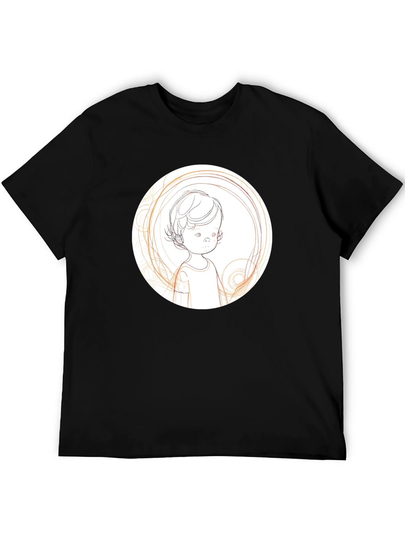 Artistic Child Sketch Black T-Shirt