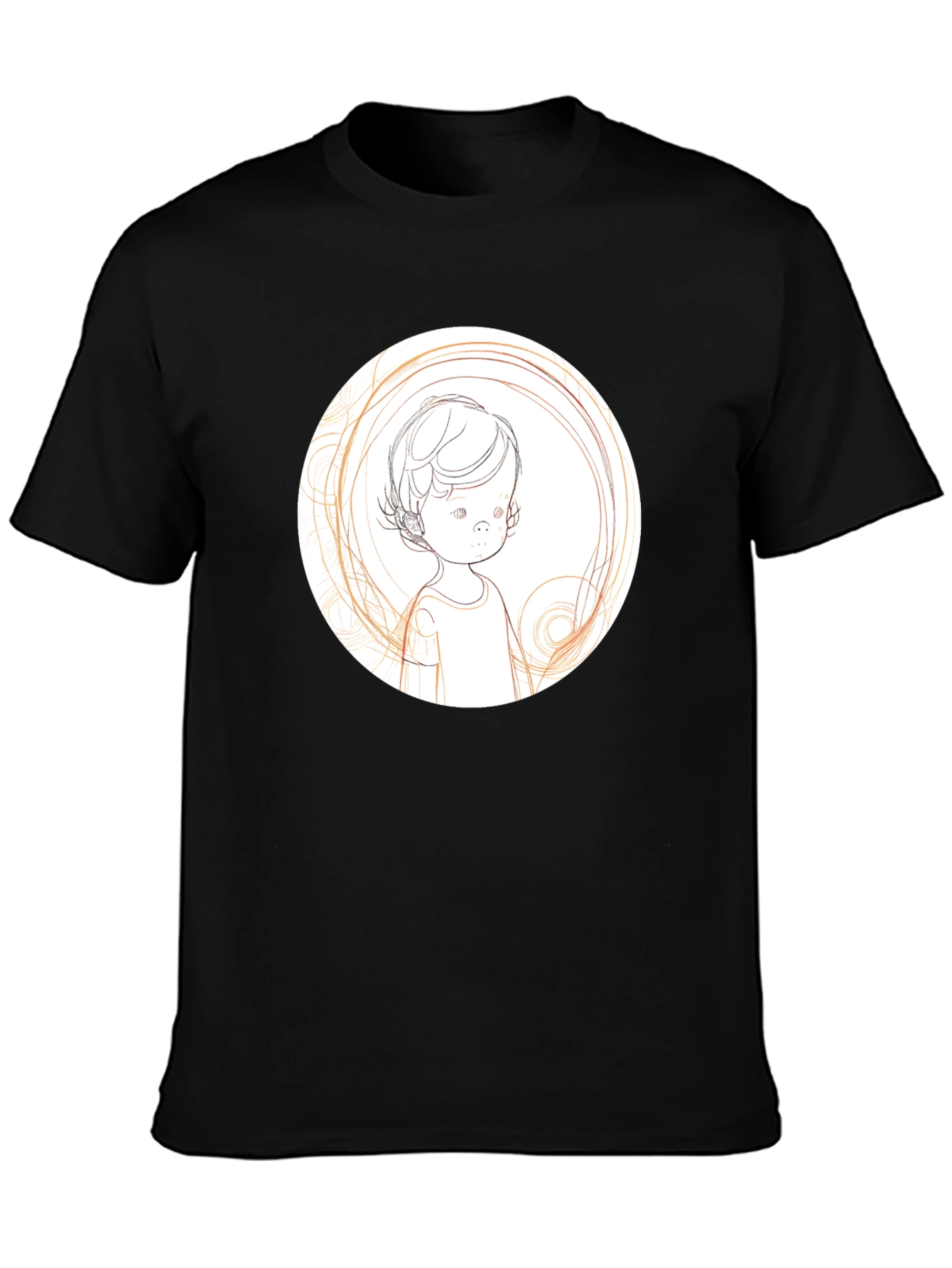 Artistic Child Sketch Black T-Shirt