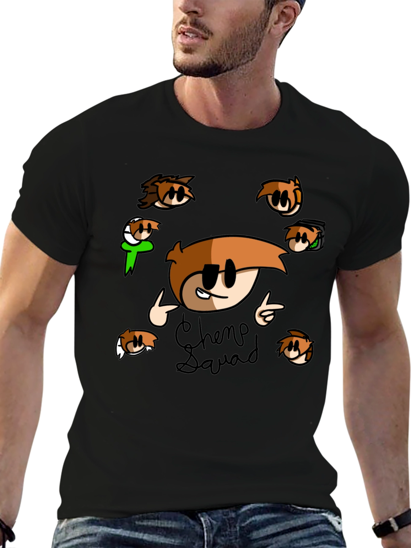 Chemp Squad Graphic Tee - Black Cotton T-Shirt