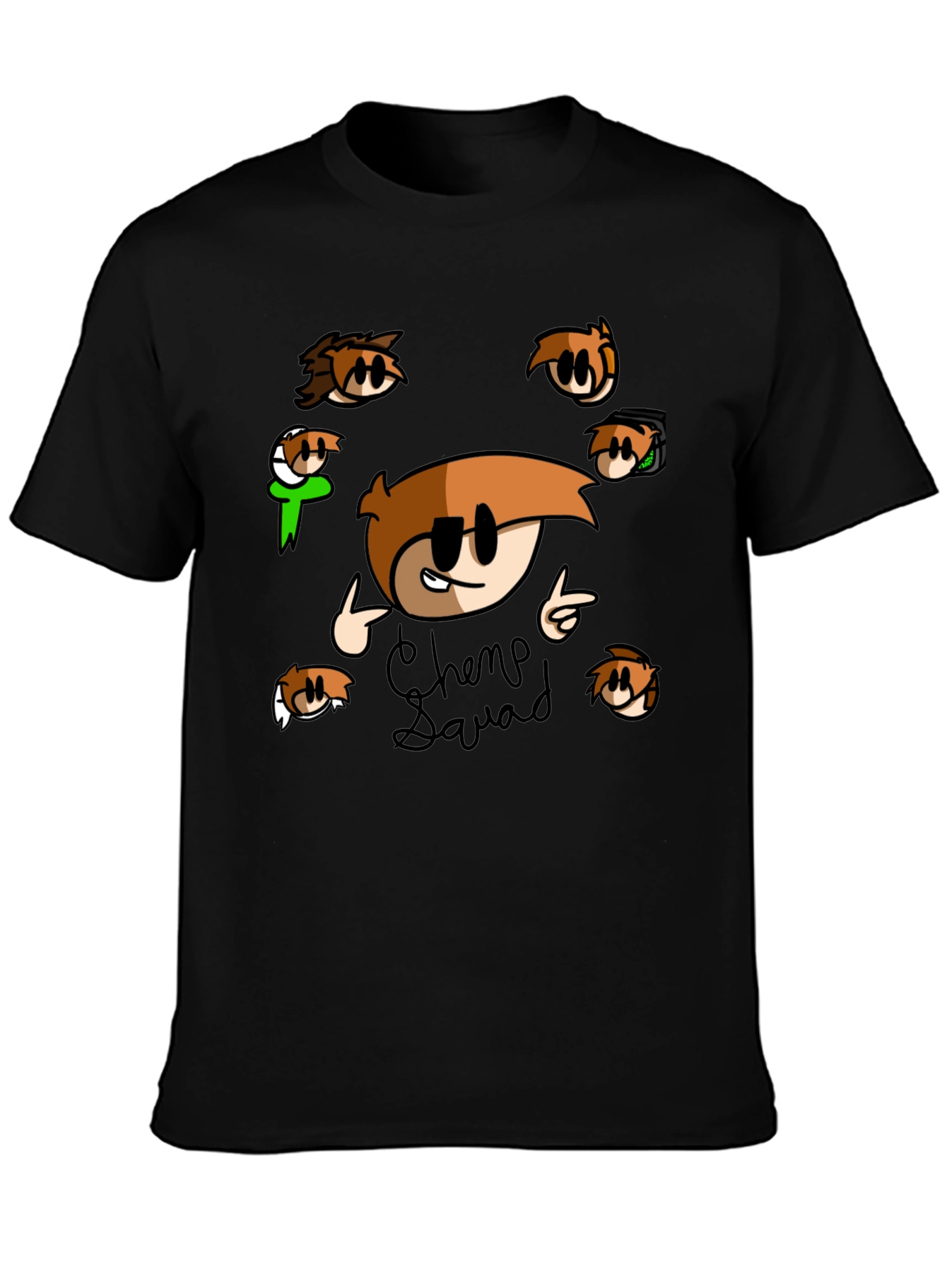 Chemp Squad Graphic Tee - Black Cotton T-Shirt