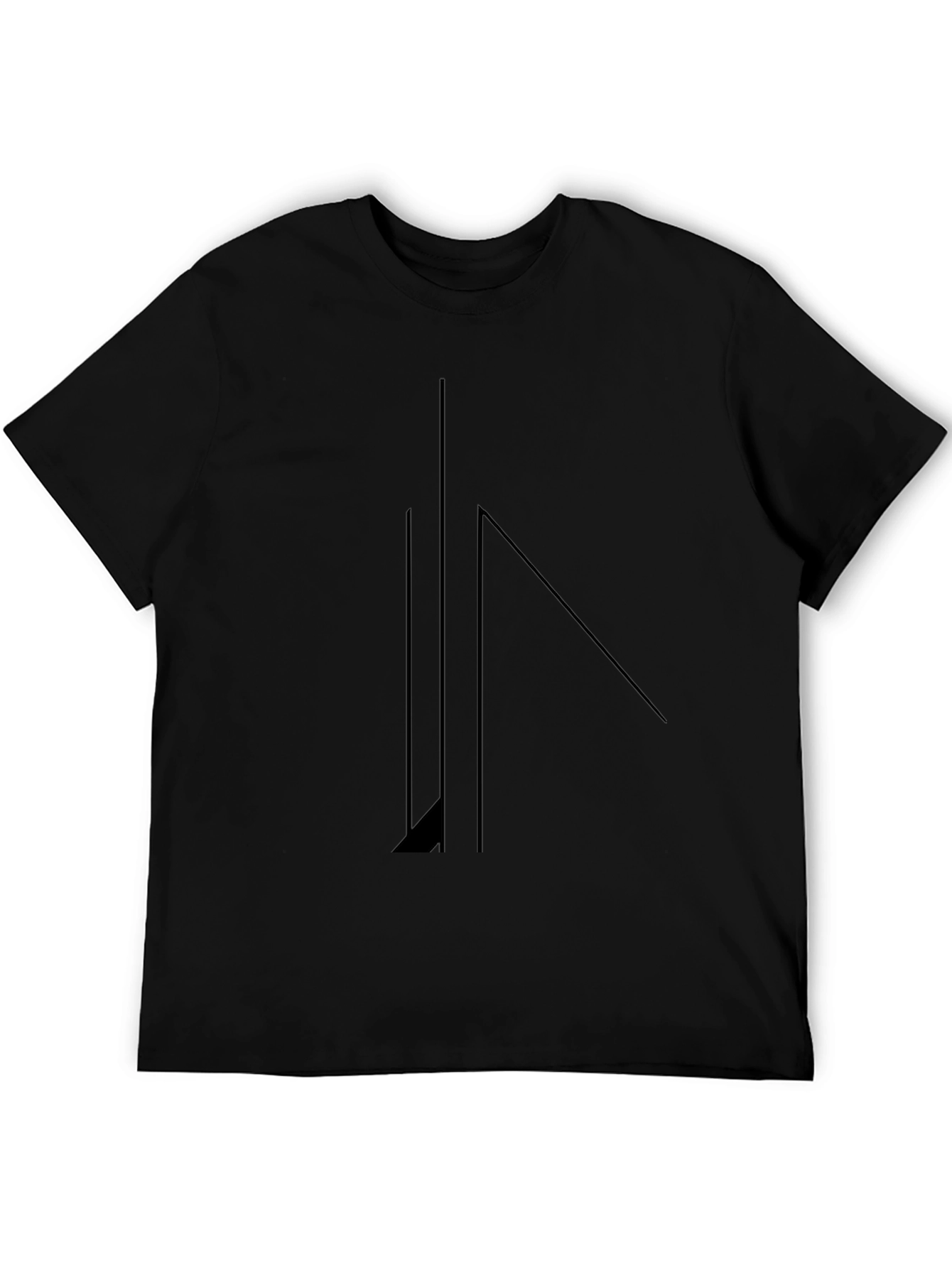 Minimalist Geometric Black T-Shirt for Men