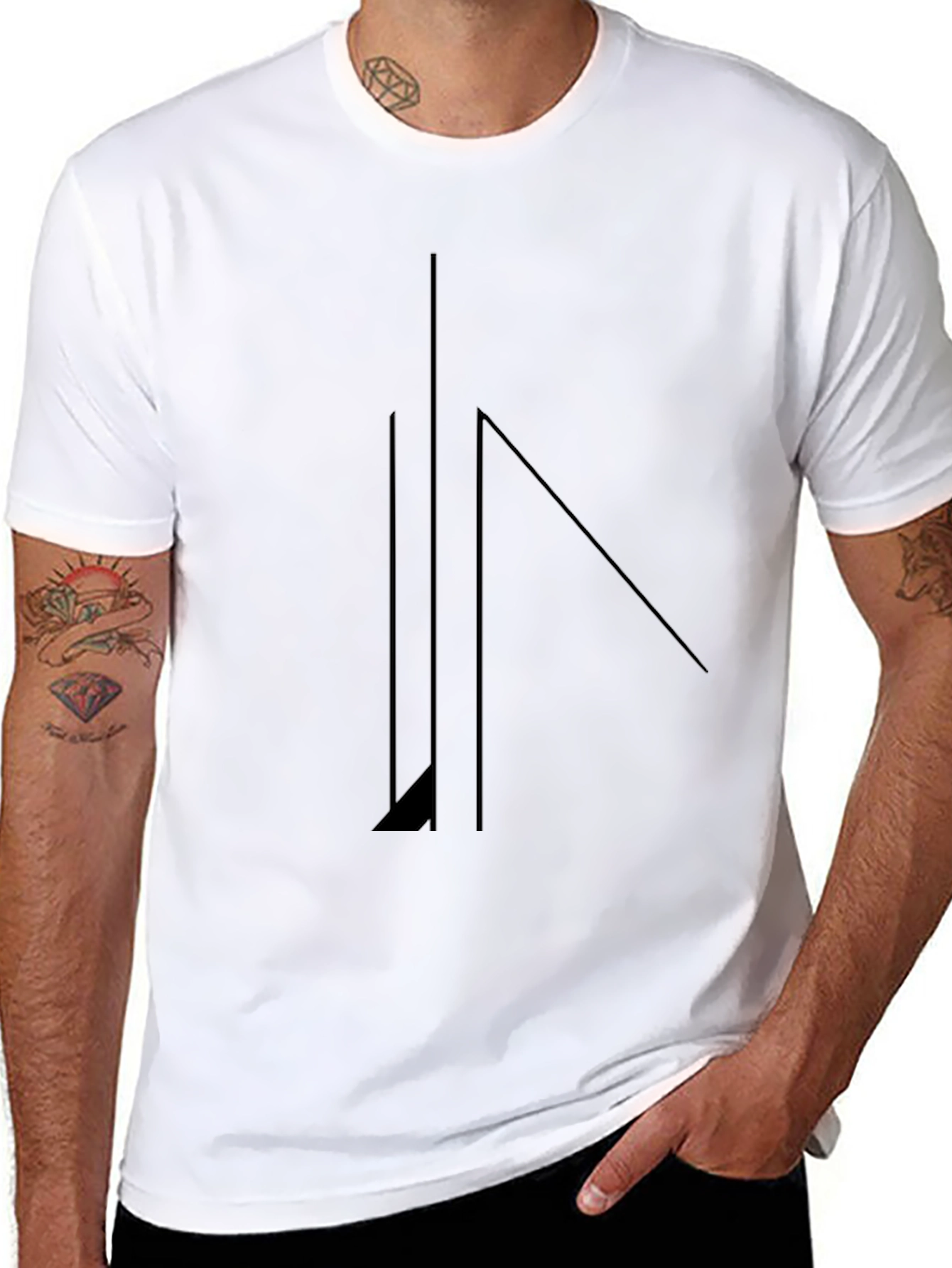 Minimalist Geometric Black T-Shirt for Men