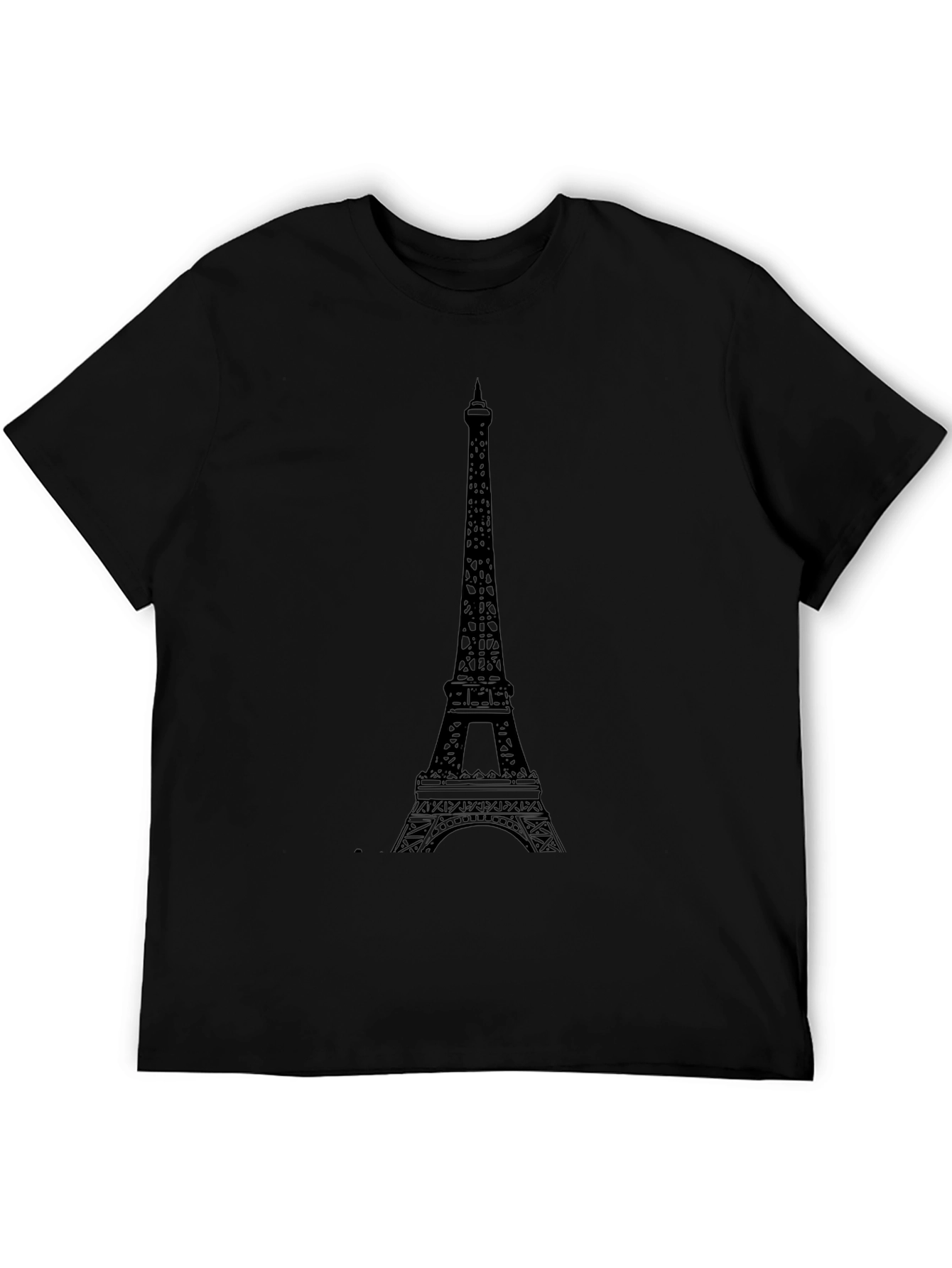 Eiffel Tower Graphic Tee - Black Cotton T-Shirt