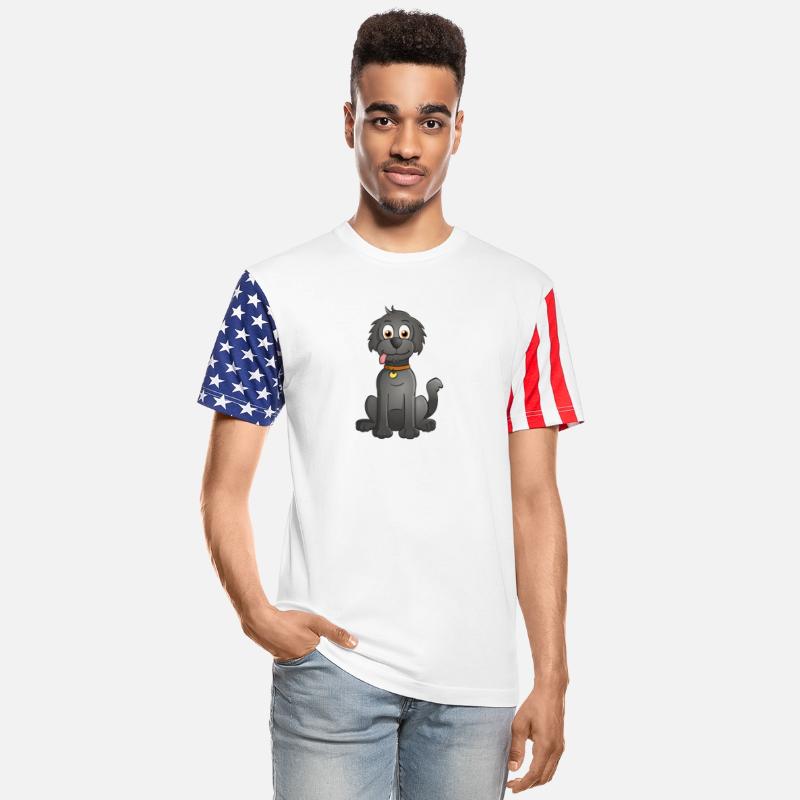 Image of a cheerful black dog in cartoon style.