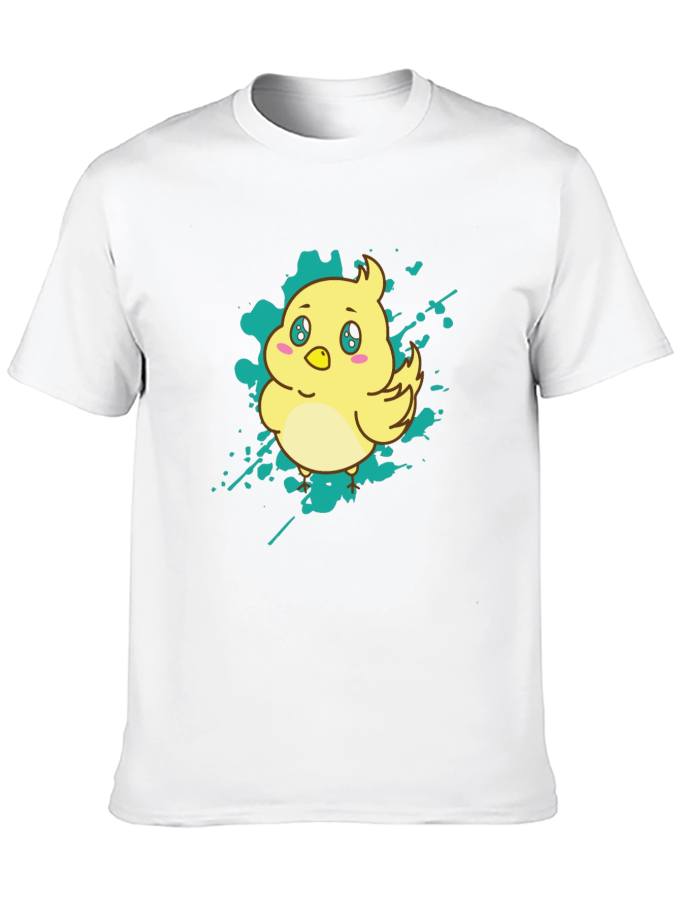 Cute Cartoon Chick Graphic Tee - Black Cotton T-Shirt