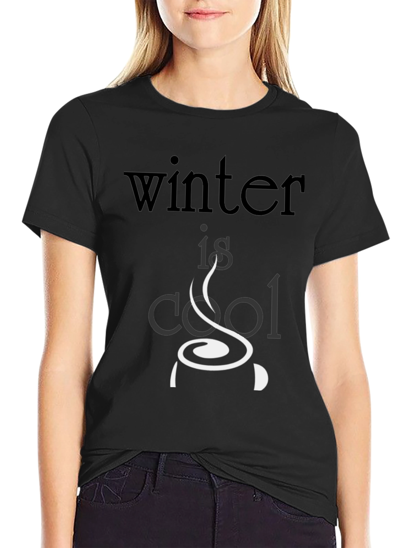 Winter Is Cool Graphic Tee - Black Cotton T-Shirt