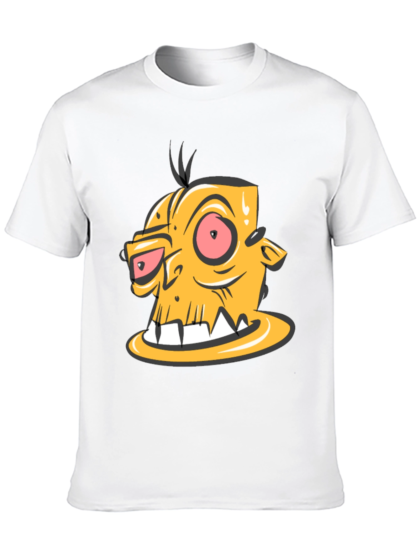 Cartoon Zombie Head Graphic Black T-Shirt