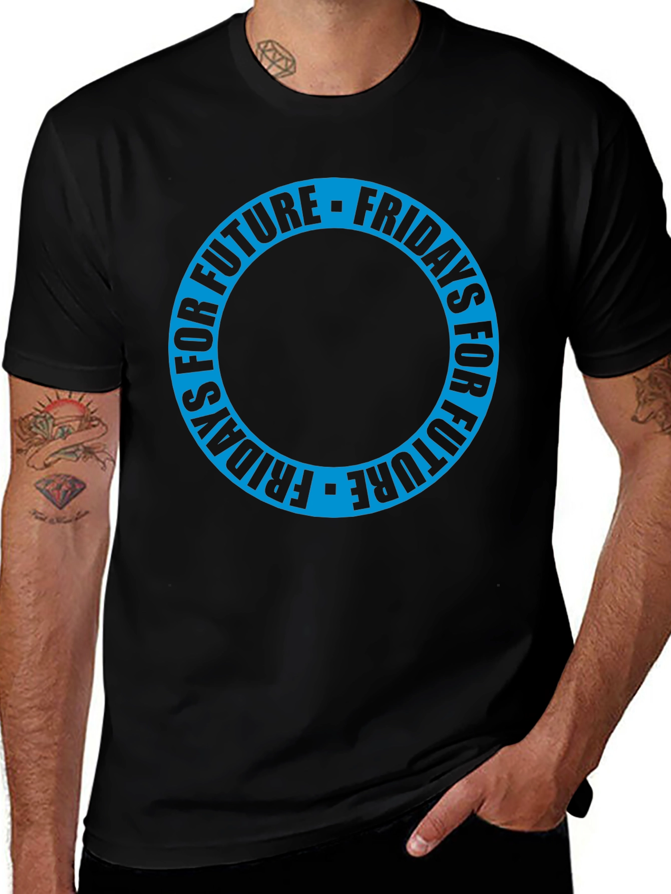 Fridays for Future Black T-Shirt - Circular Design