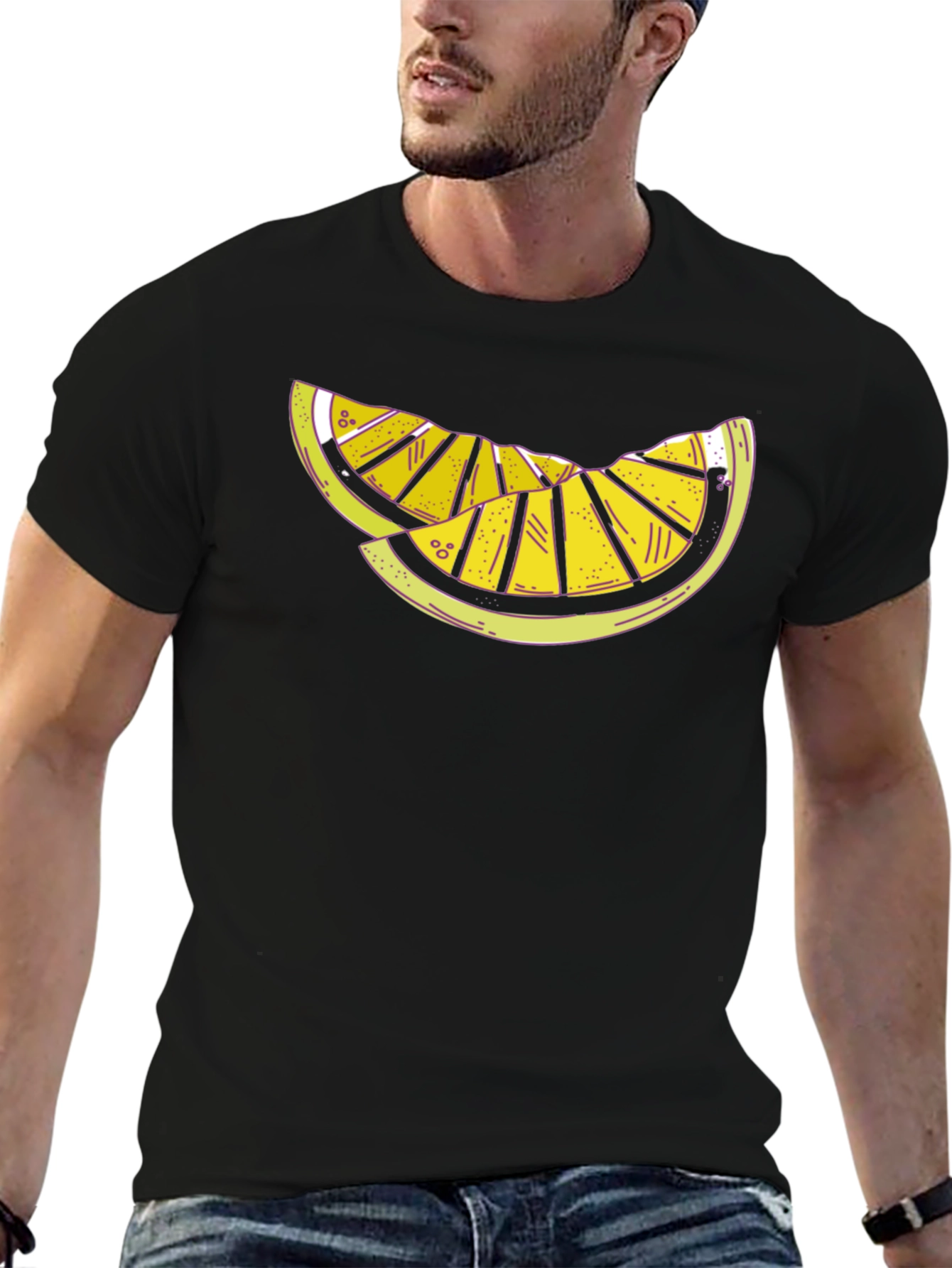 Citrus Slice Graphic Tee - Black Casual Shirt