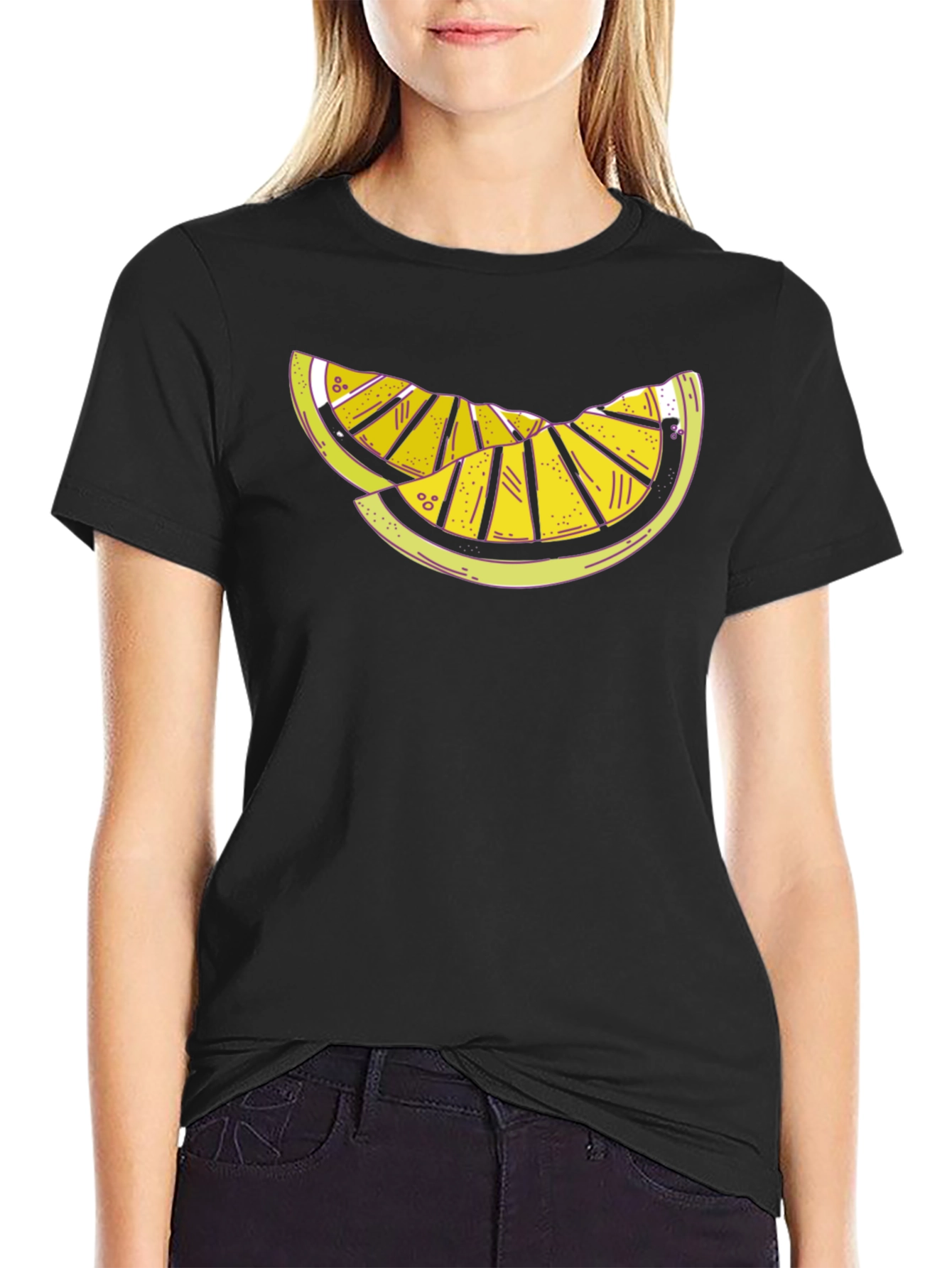 Citrus Slice Graphic Tee - Black Casual Shirt