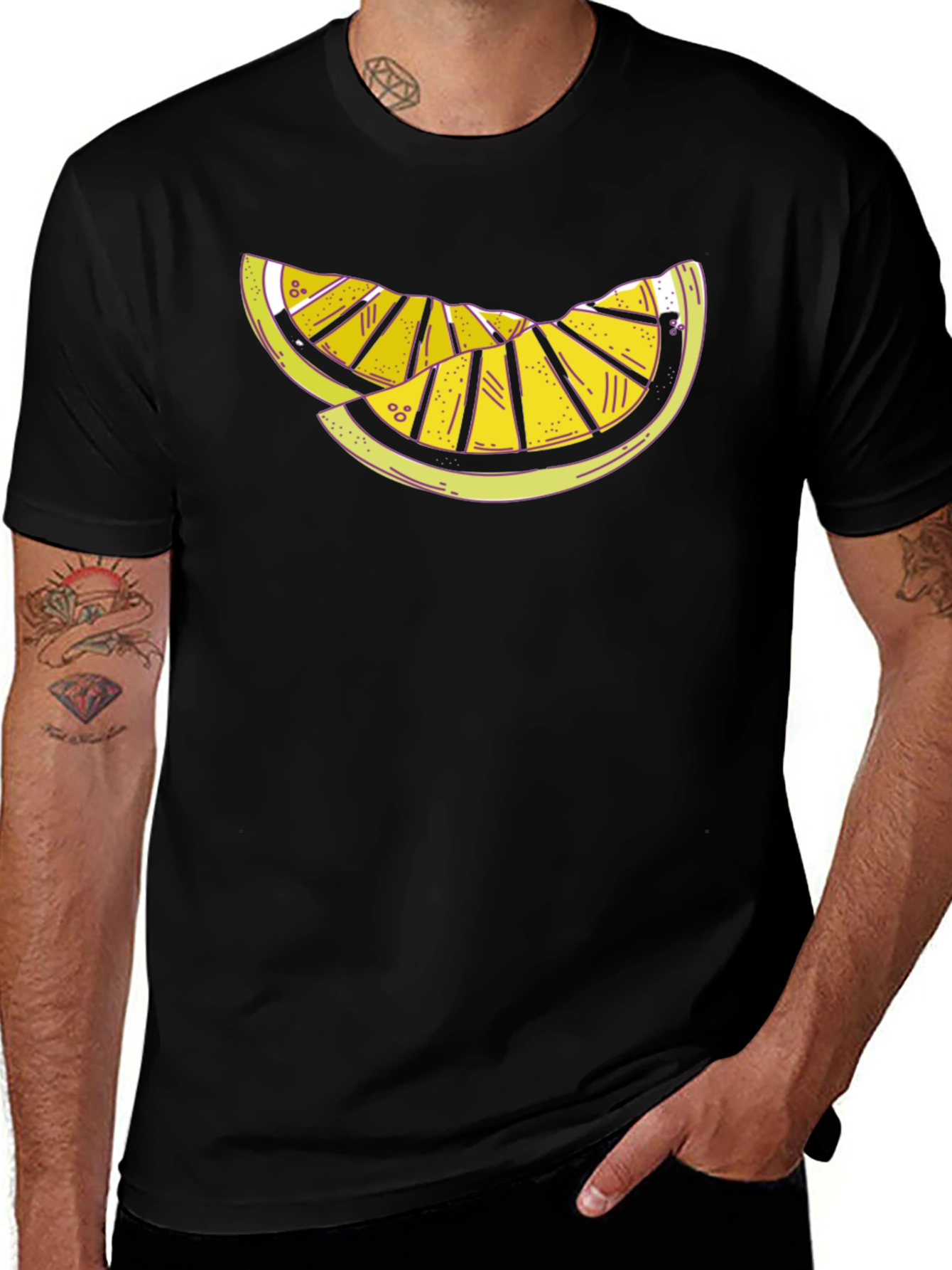 Citrus Slice Graphic Tee - Black Casual Shirt