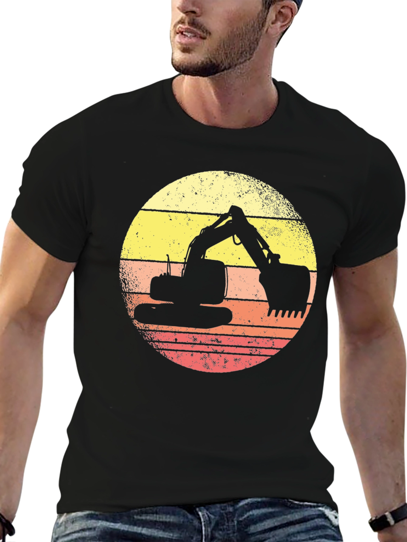 Retro Excavator Sunset Graphic Tee
