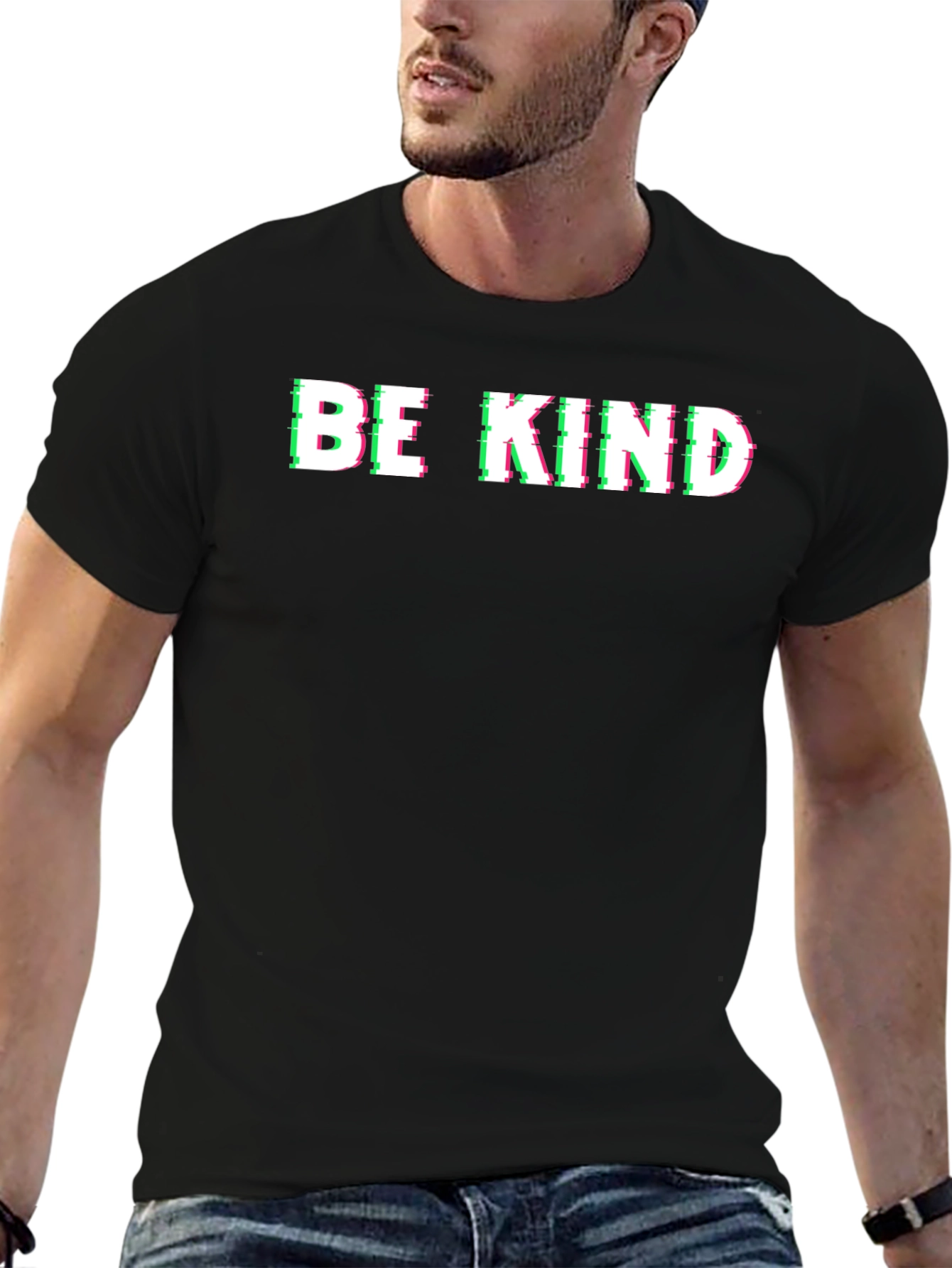 Be Kind Glitch Graphic T-Shirt - Short Sleeve