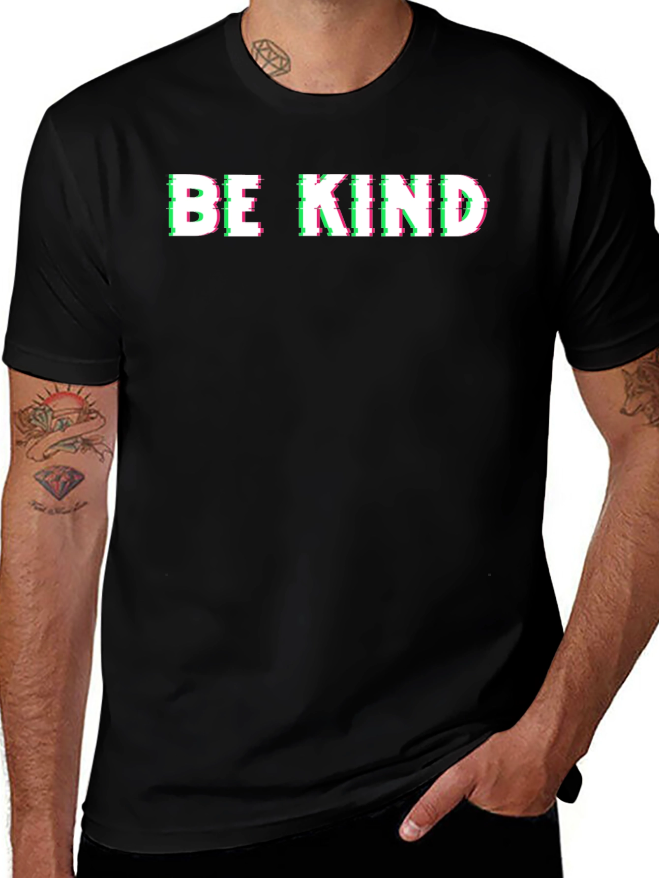 Be Kind Glitch Graphic T-Shirt - Short Sleeve