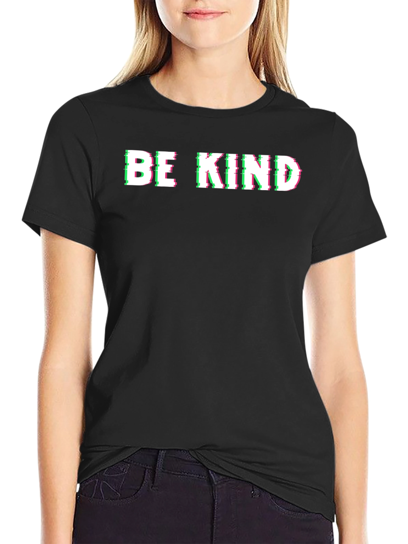 Be Kind Glitch Graphic T-Shirt - Short Sleeve