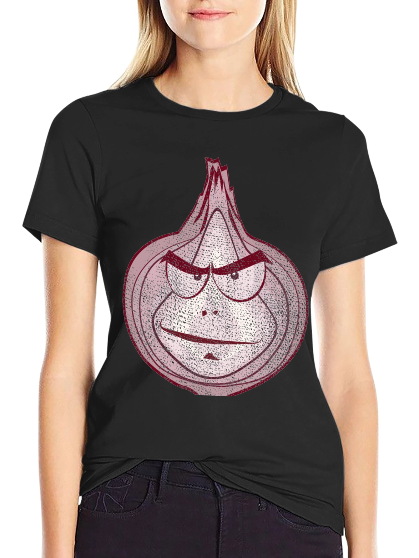 Angry Onion Graphic Tee - Black Cotton T-Shirt