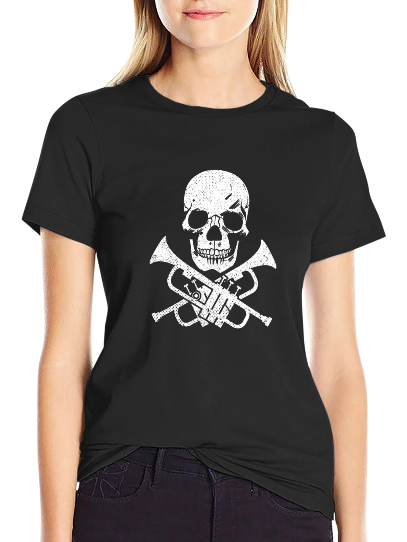 Skull & Trumpet Graphic Tee - Black