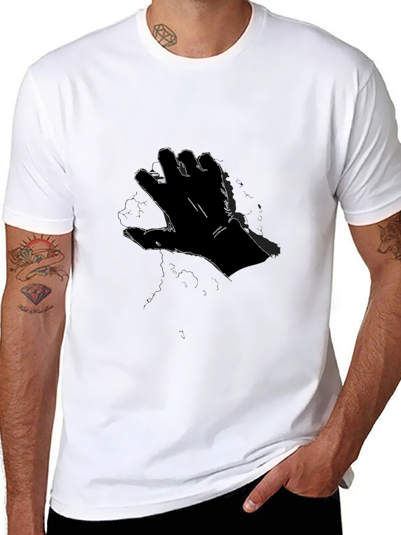 Black T-Shirt with Hand Graphic