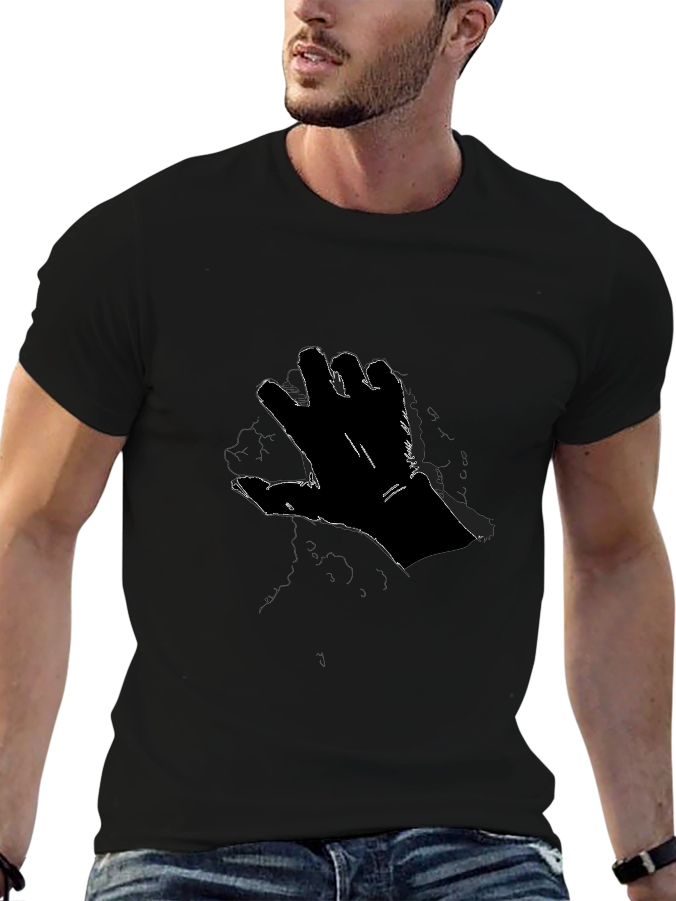 Black T-Shirt with Hand Graphic