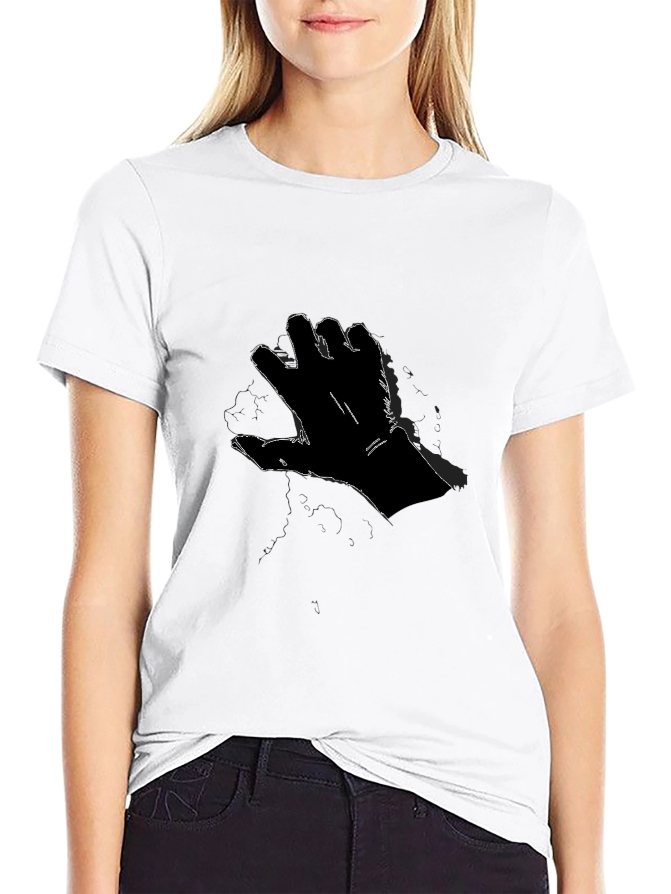 Black T-Shirt with Hand Graphic