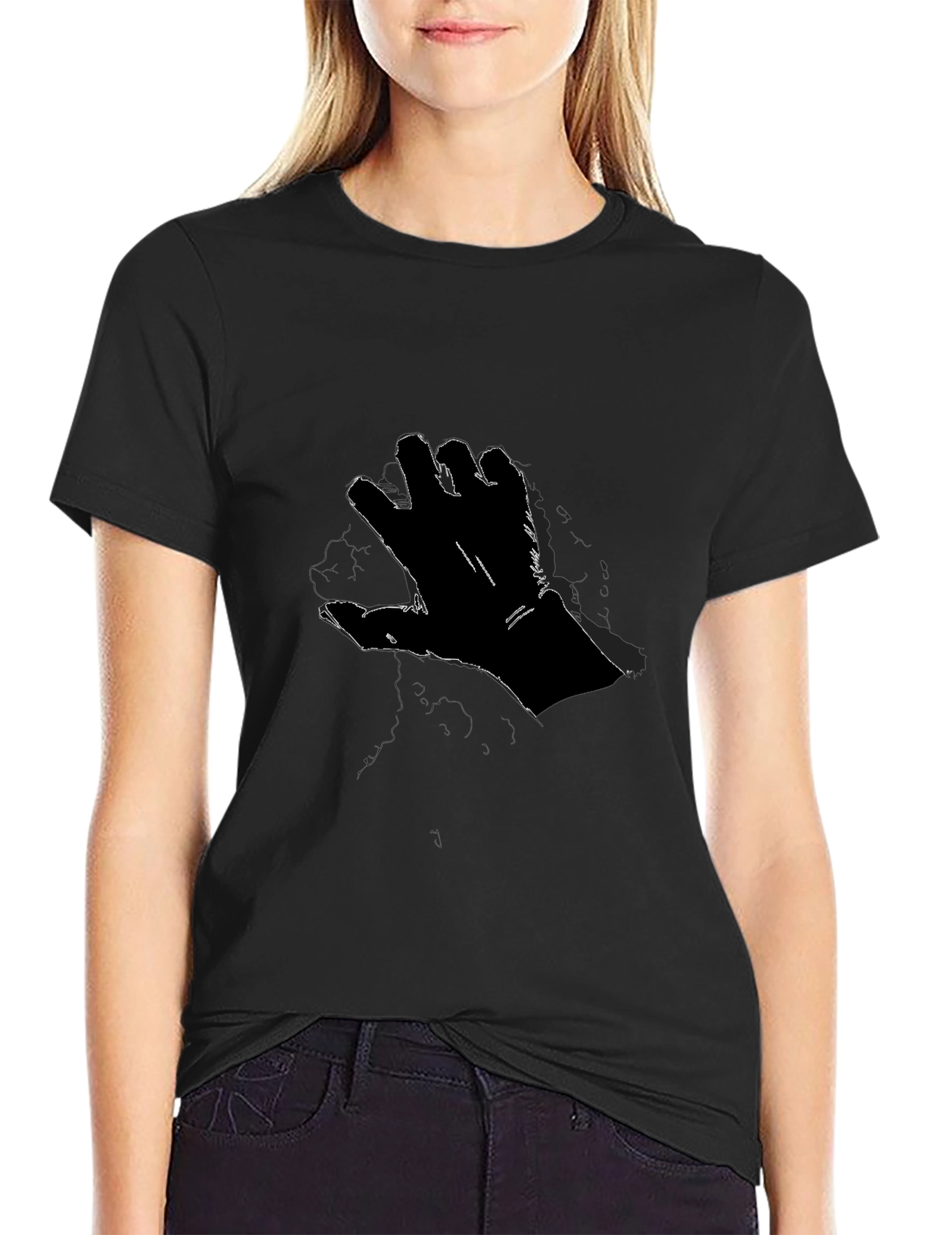 Black T-Shirt with Hand Graphic