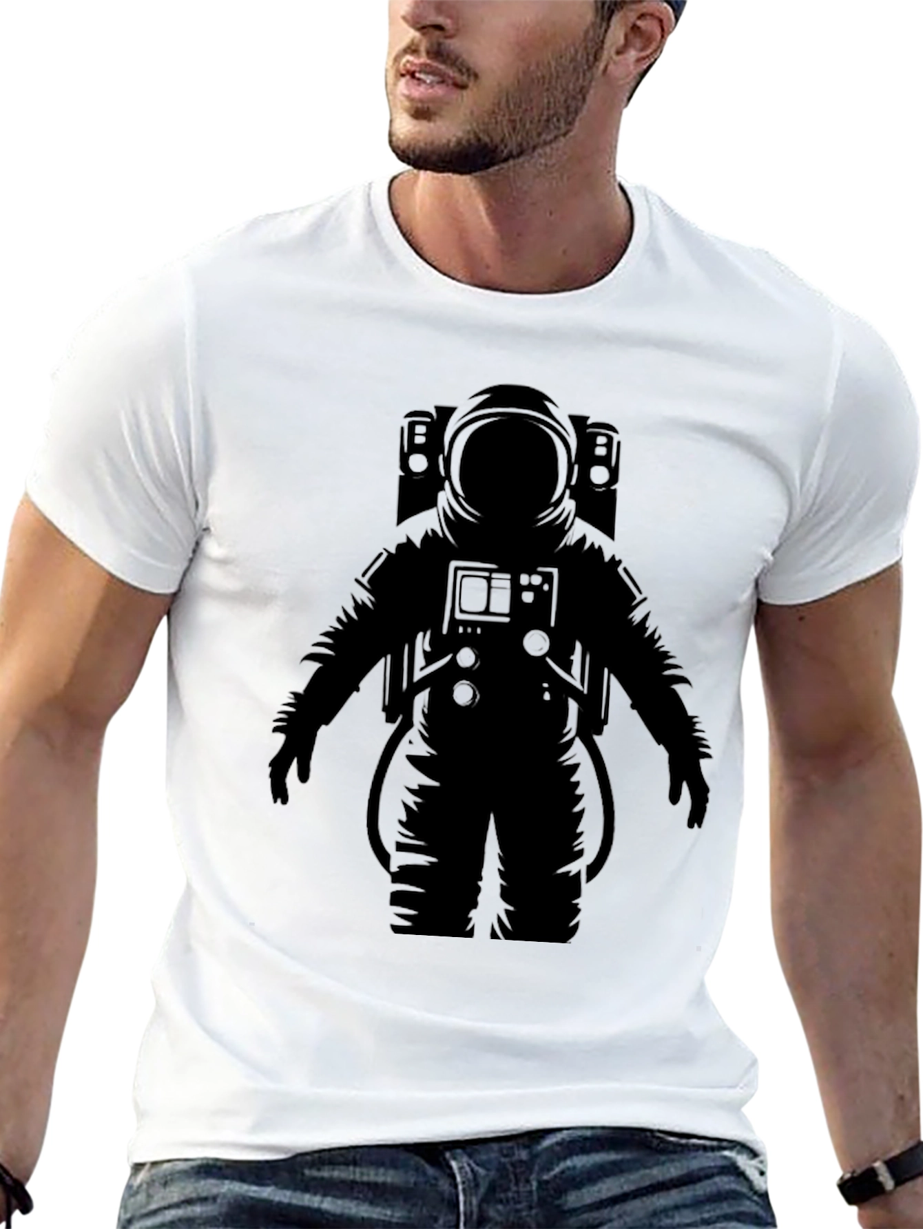 Astronaut Graphic T-Shirt - Black Crew Neck