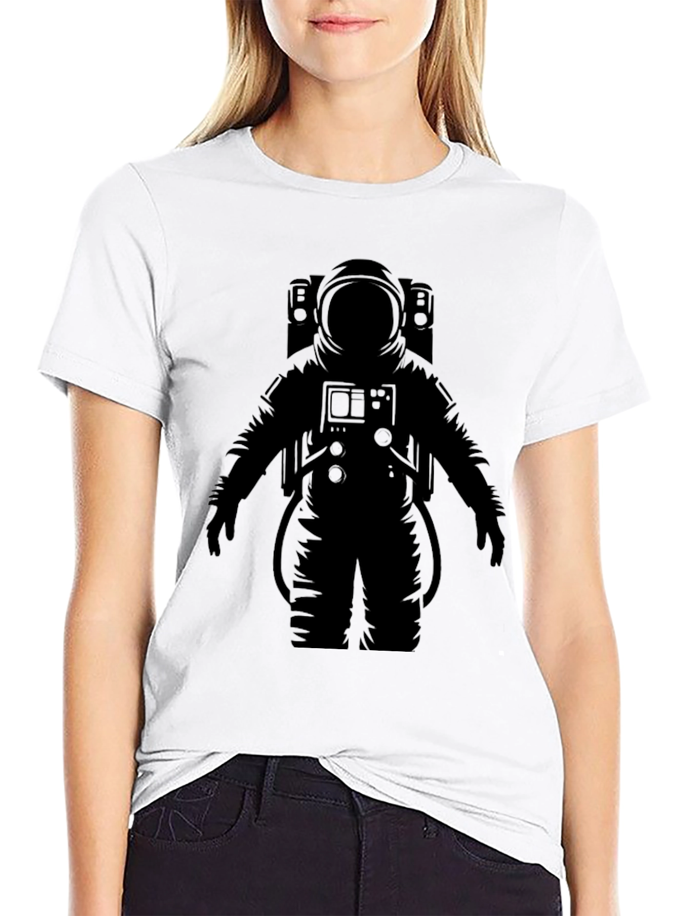 Astronaut Graphic T-Shirt - Black Crew Neck