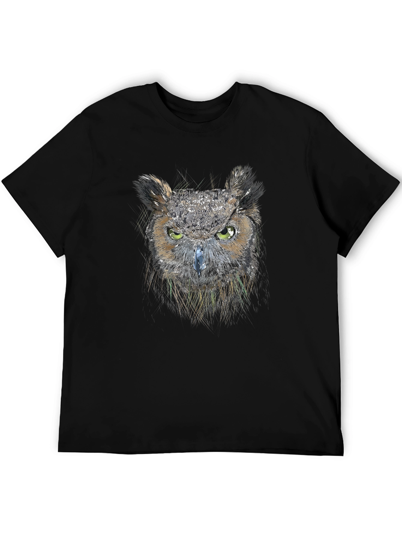 Mens Black Owl Graphic Tee