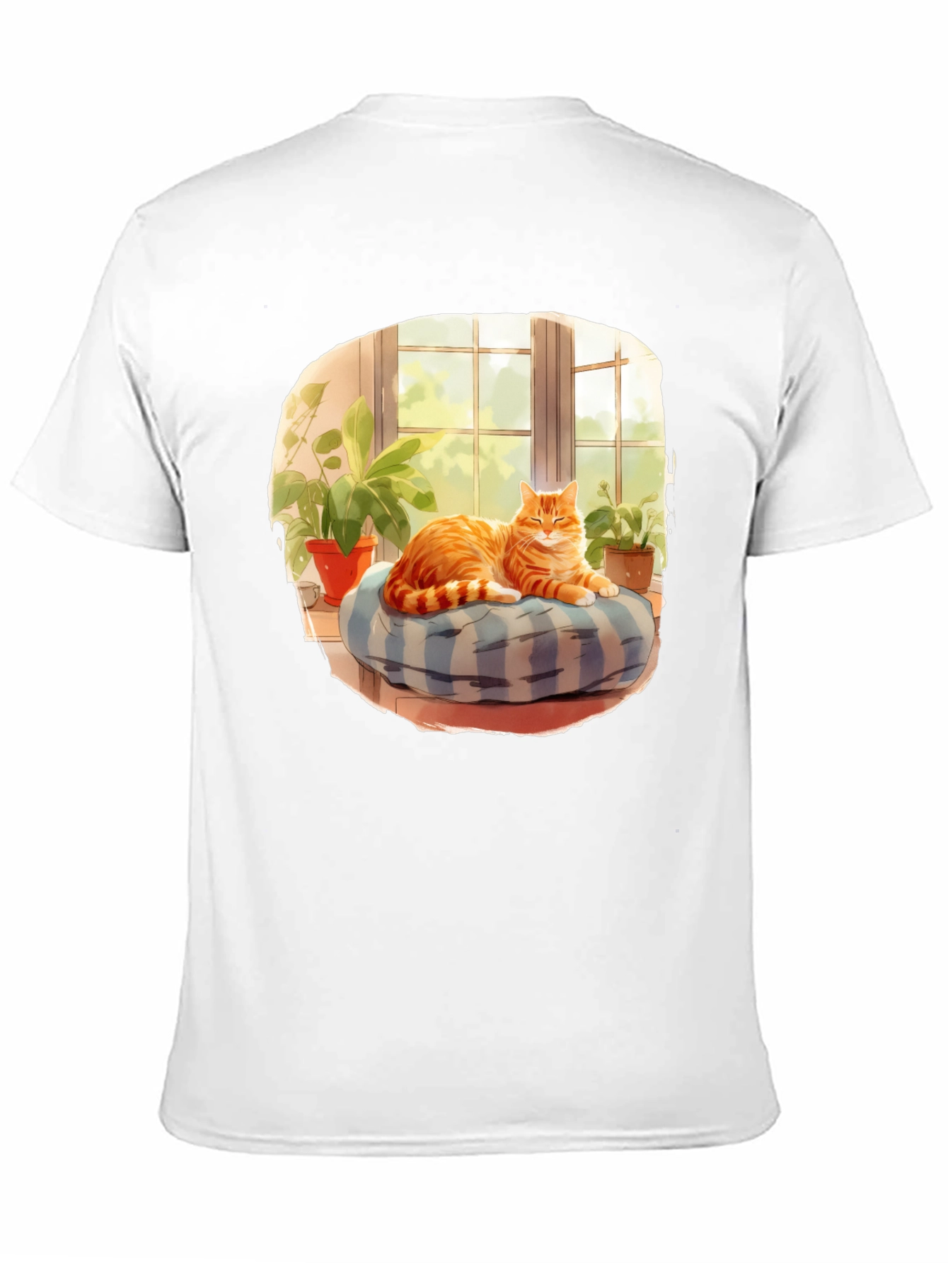 Cozy Cat T-Shirt: Relaxed Feline in Window Design