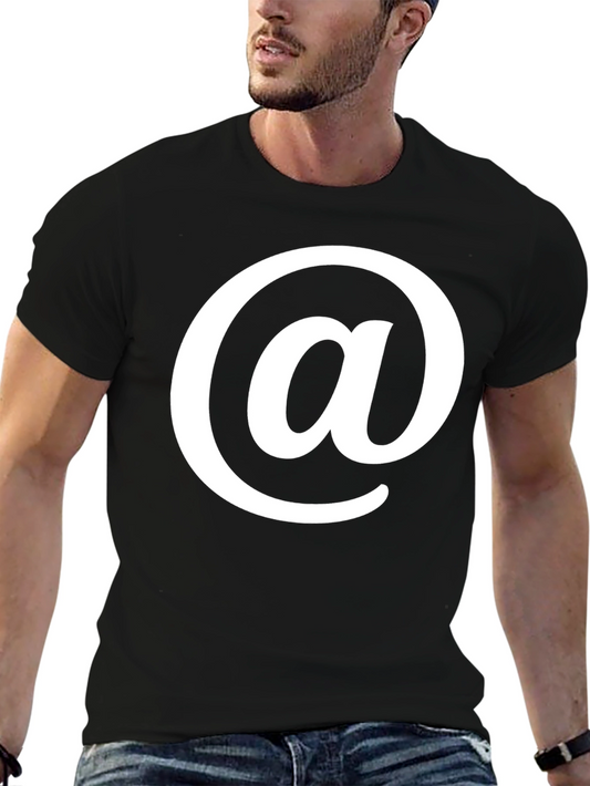 Black T-Shirt with White At Symbol Design
