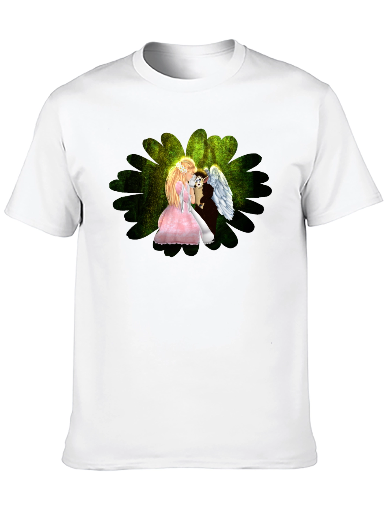 Angel & Elf Black T-Shirt - Fantasy Art Tee