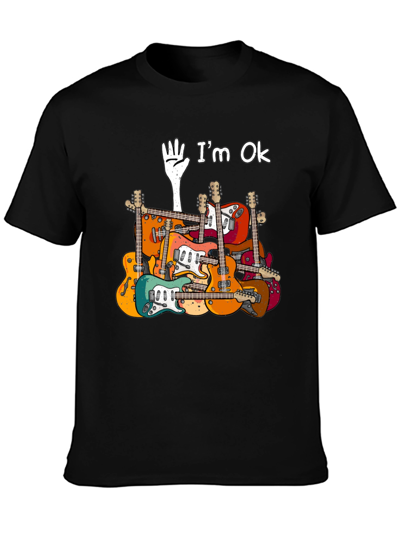 Guitar Pile T-Shirt - Im Ok Funny Music Tee