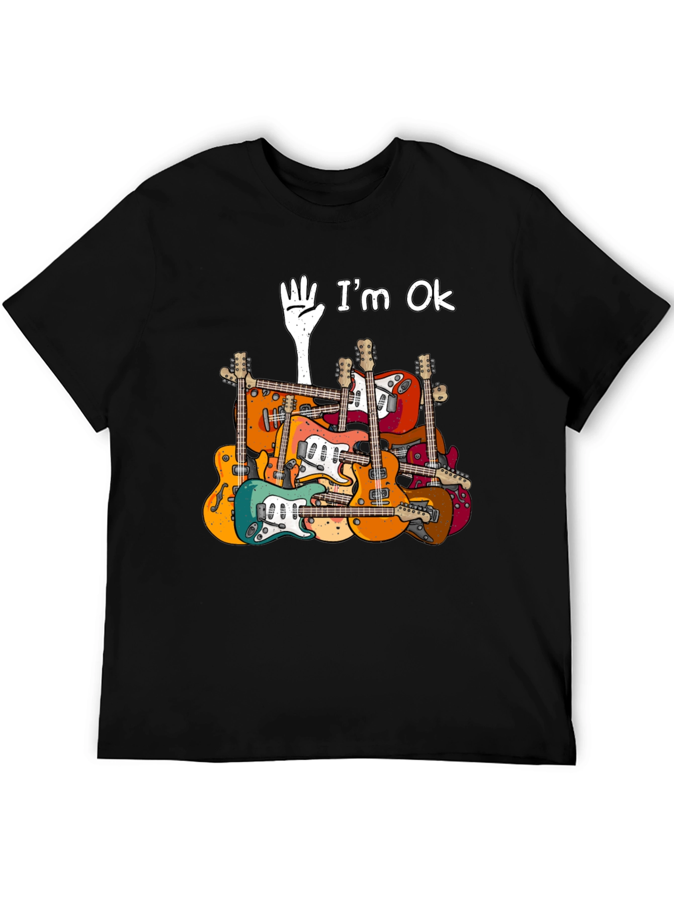 Guitar Pile T-Shirt - Im Ok Funny Music Tee