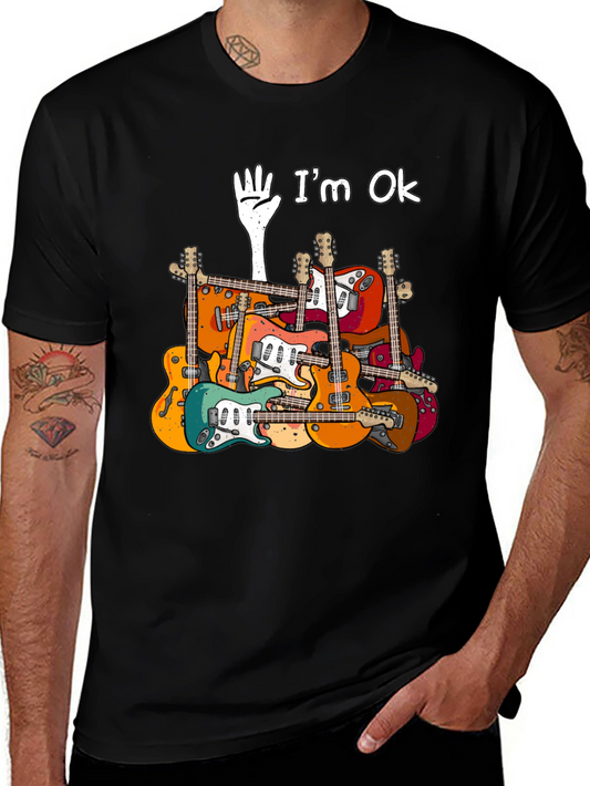 Guitar Pile T-Shirt - Im Ok Funny Music Tee