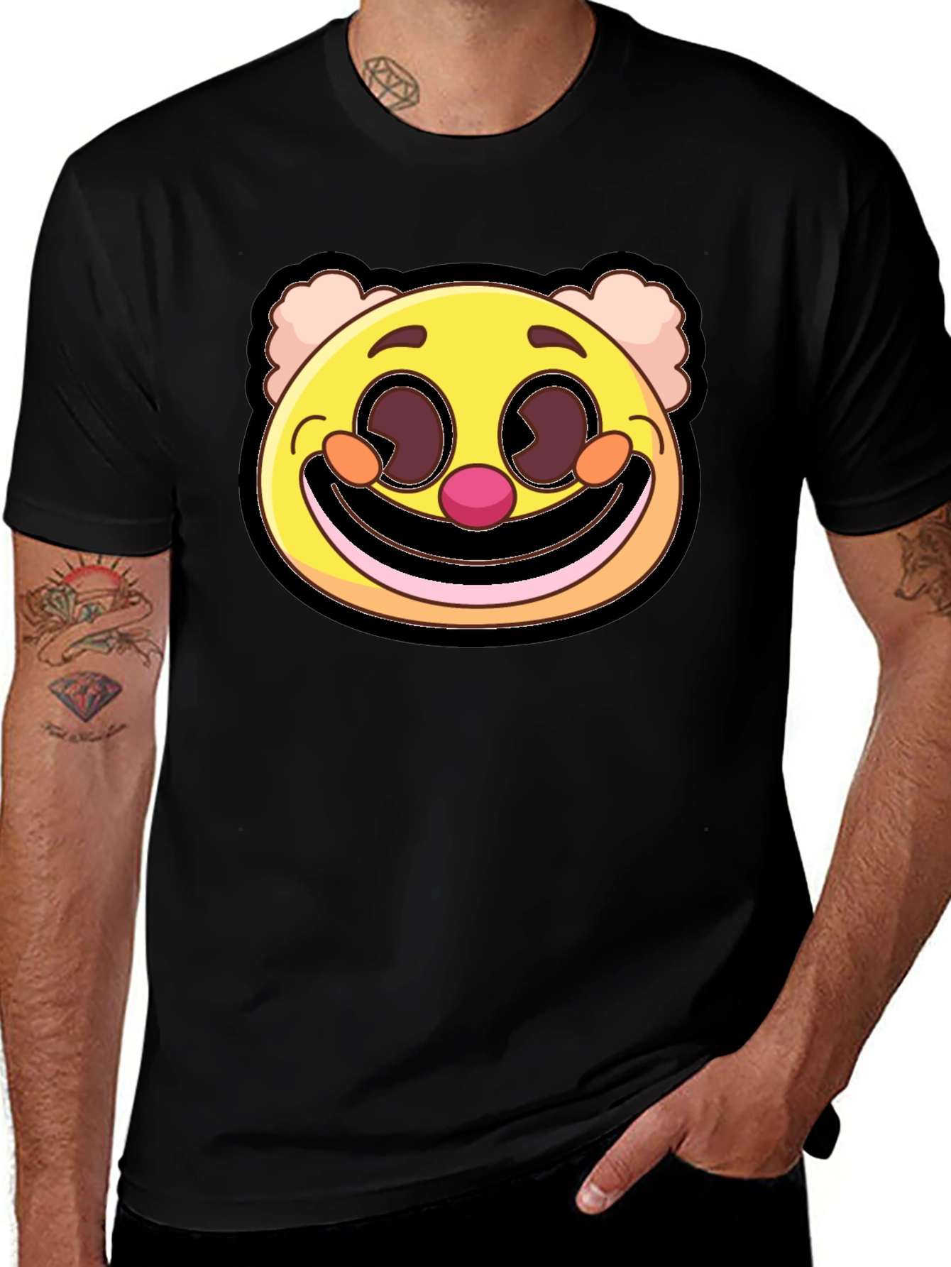Clown Face Graphic Tee - Black Cotton Blend T-Shirt