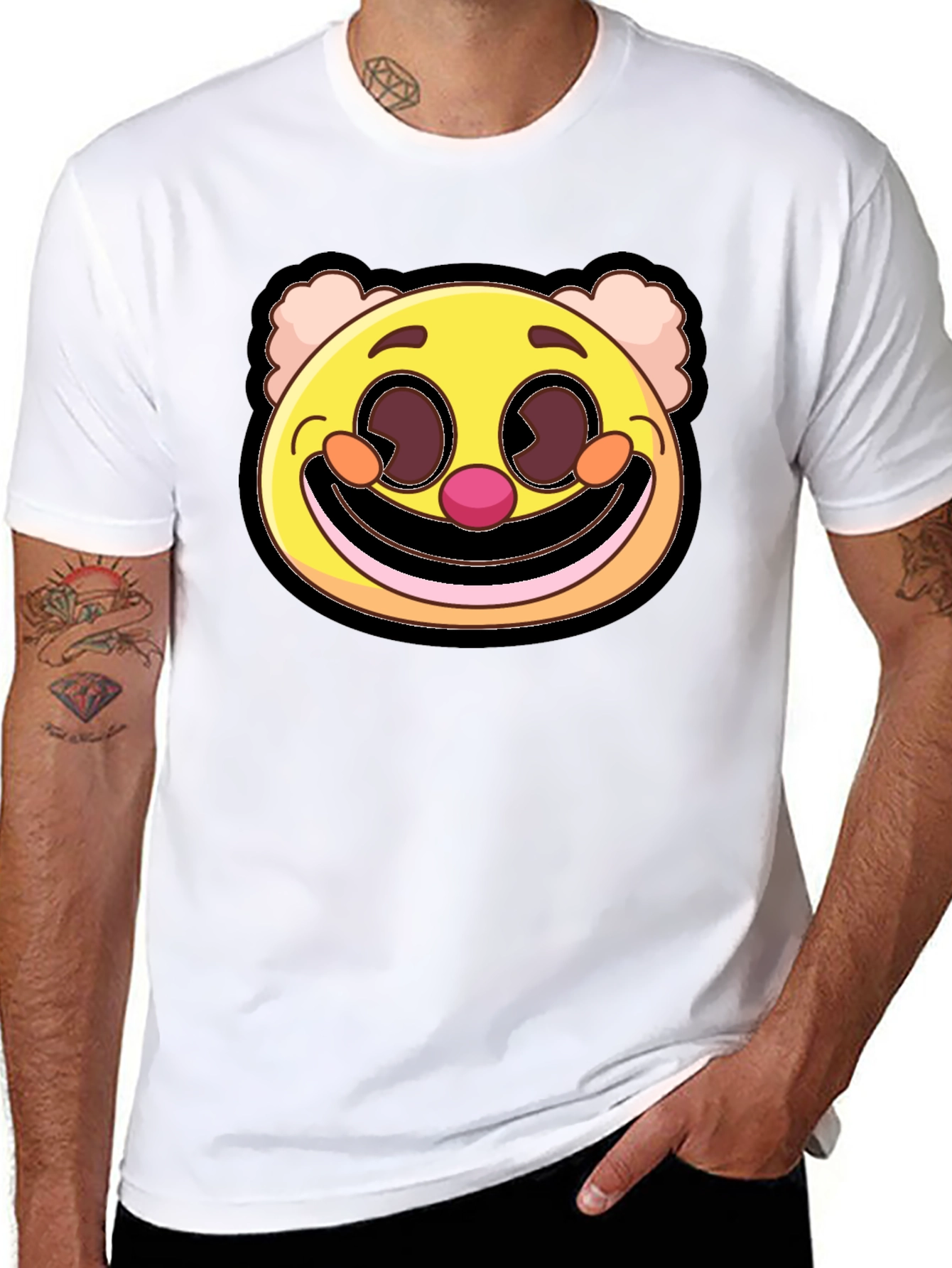 Clown Face Graphic Tee - Black Cotton Blend T-Shirt